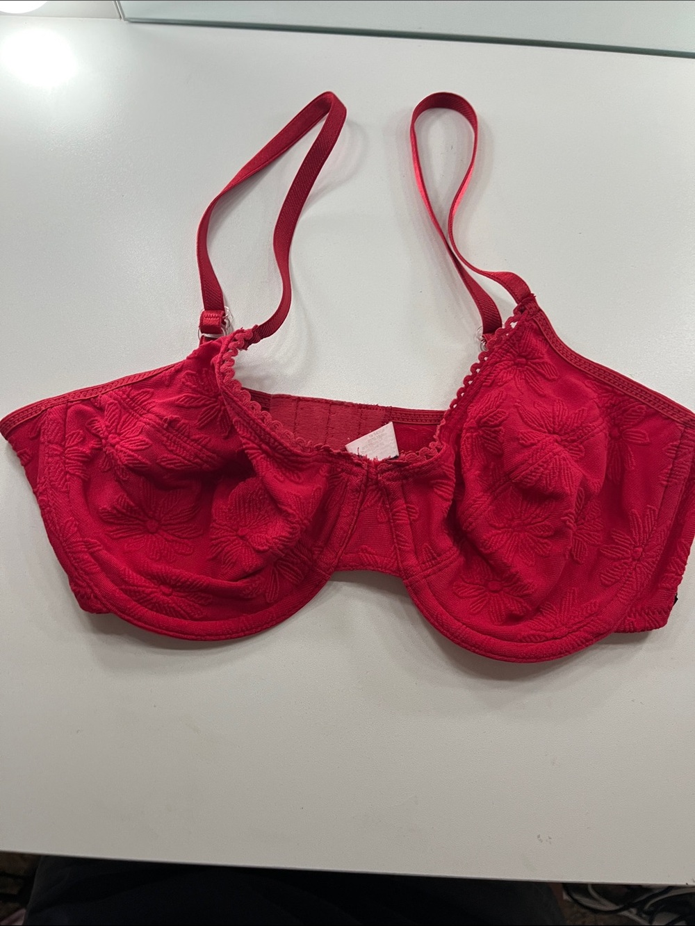 Guess Red Floral Embroidered Underwire Bra